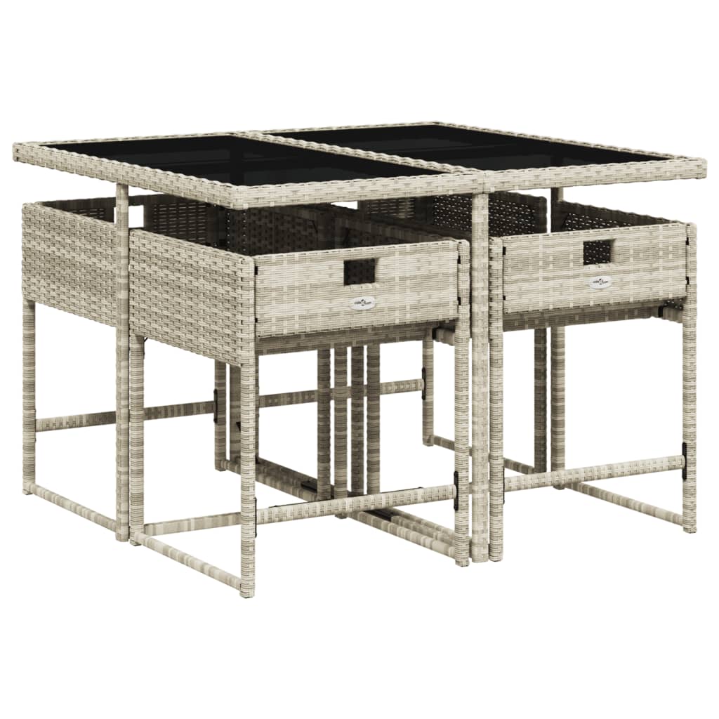 Set mobilier de grădină cu perne, 5 piese gri deschis poliratan GartenMobel Dekor