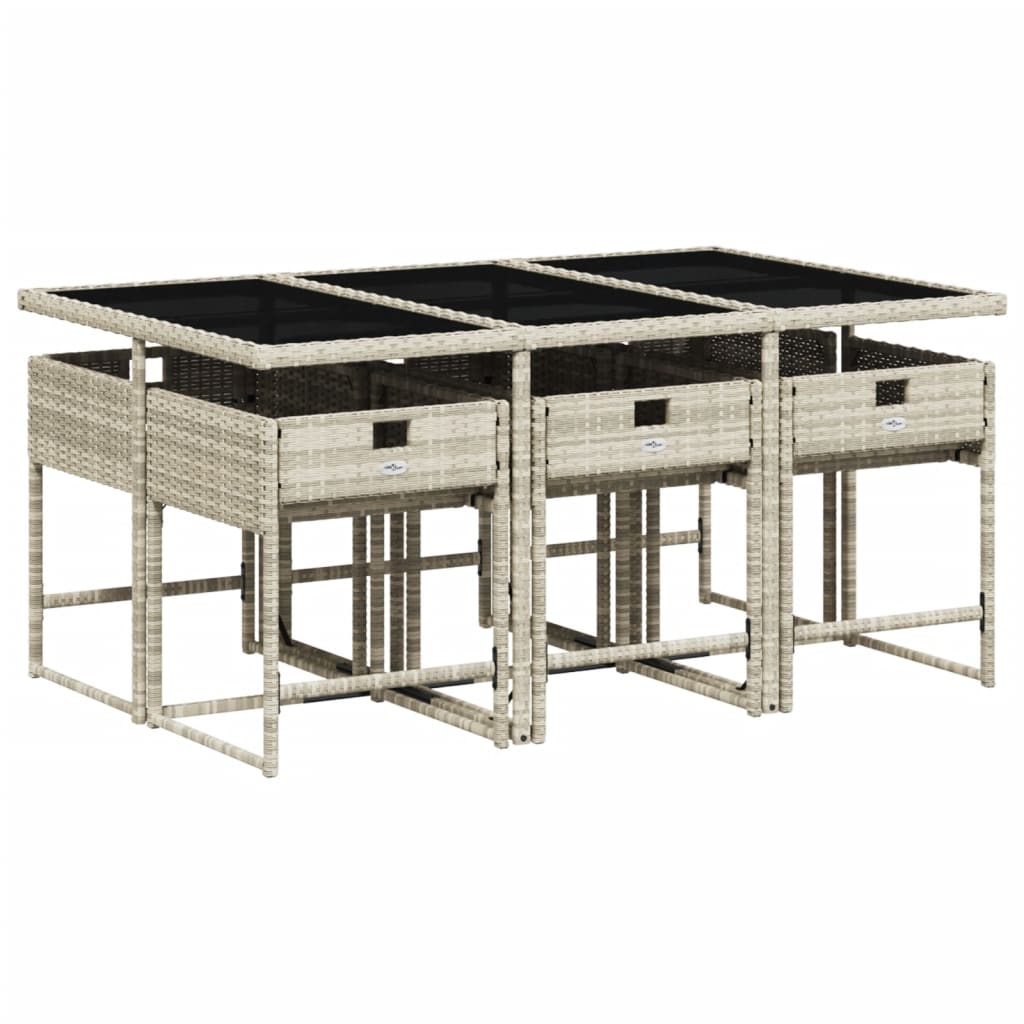 Set mobilier de grădină cu perne, 7 piese gri deschis poliratan GartenMobel Dekor