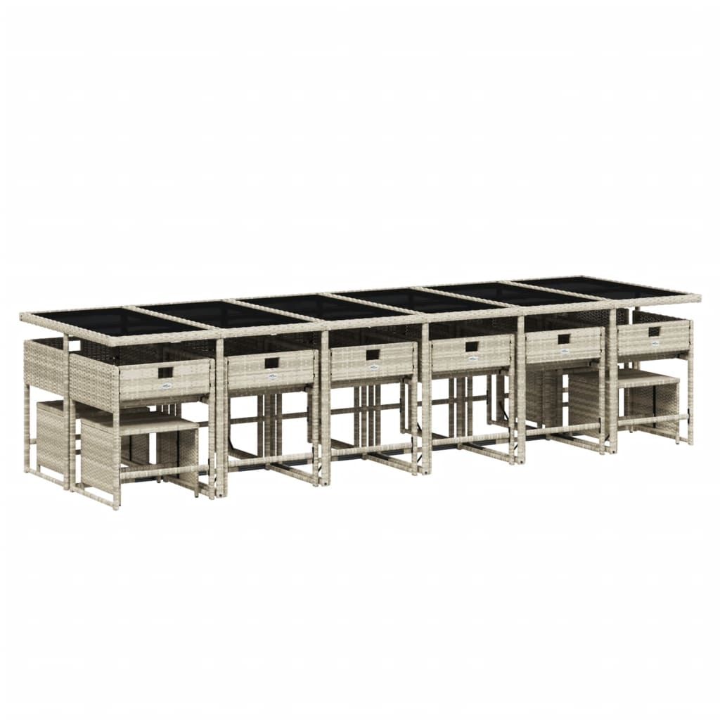 Set mobilier de grădină cu perne 17 piese gri deschis poliratan GartenMobel Dekor