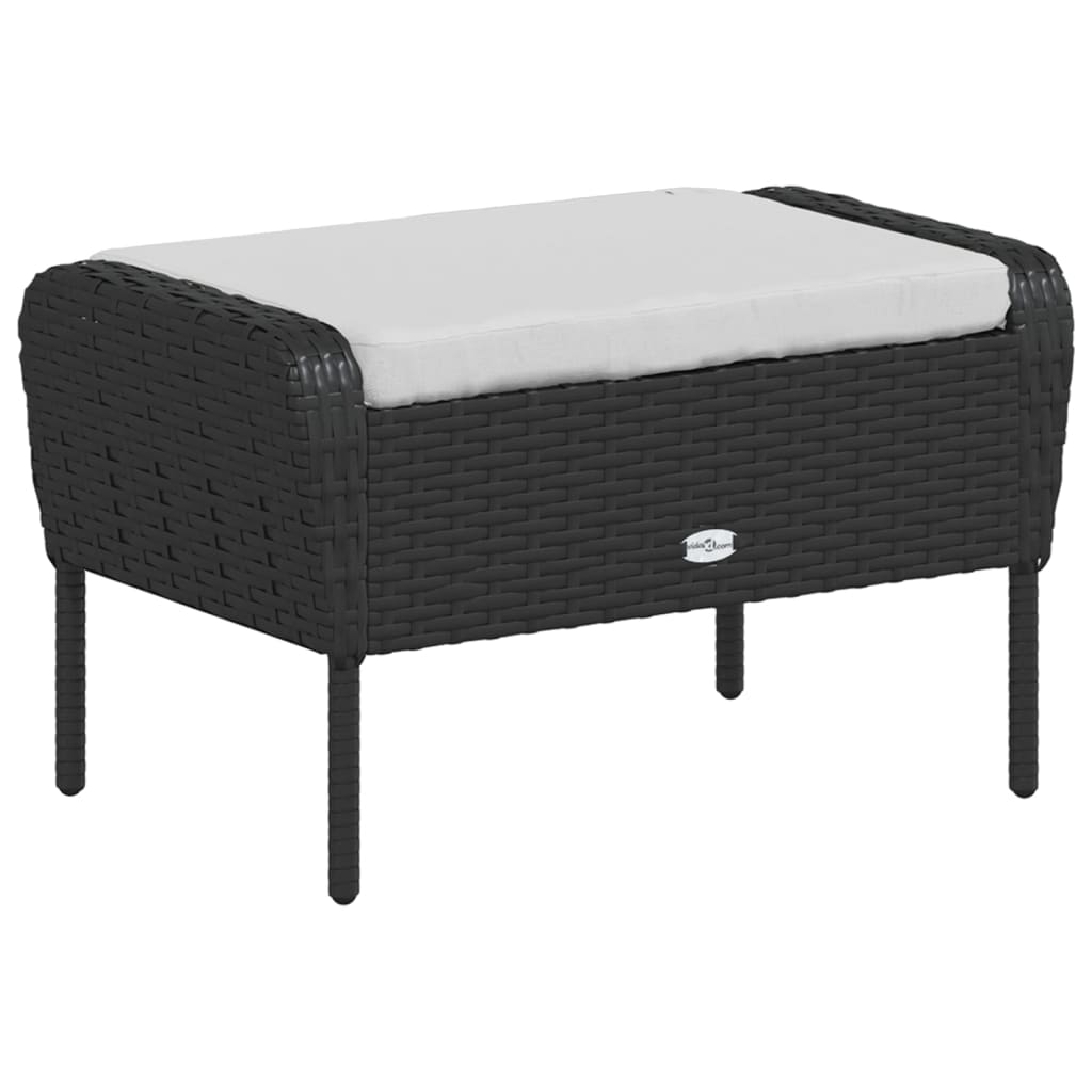 Scaun de grădină cu taburet, negru, poliratan GartenMobel Dekor