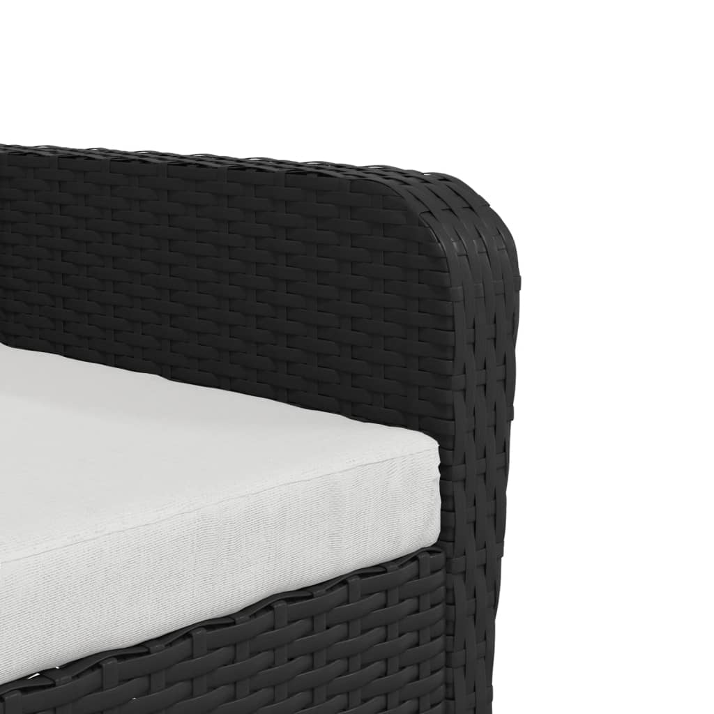 Scaun de grădină cu taburet, negru, poliratan GartenMobel Dekor