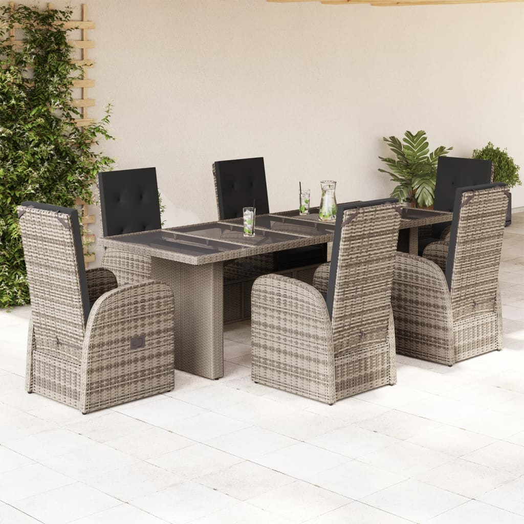Set mobilier de grădină cu perne, 7 piese, gri, poliratan GartenMobel Dekor