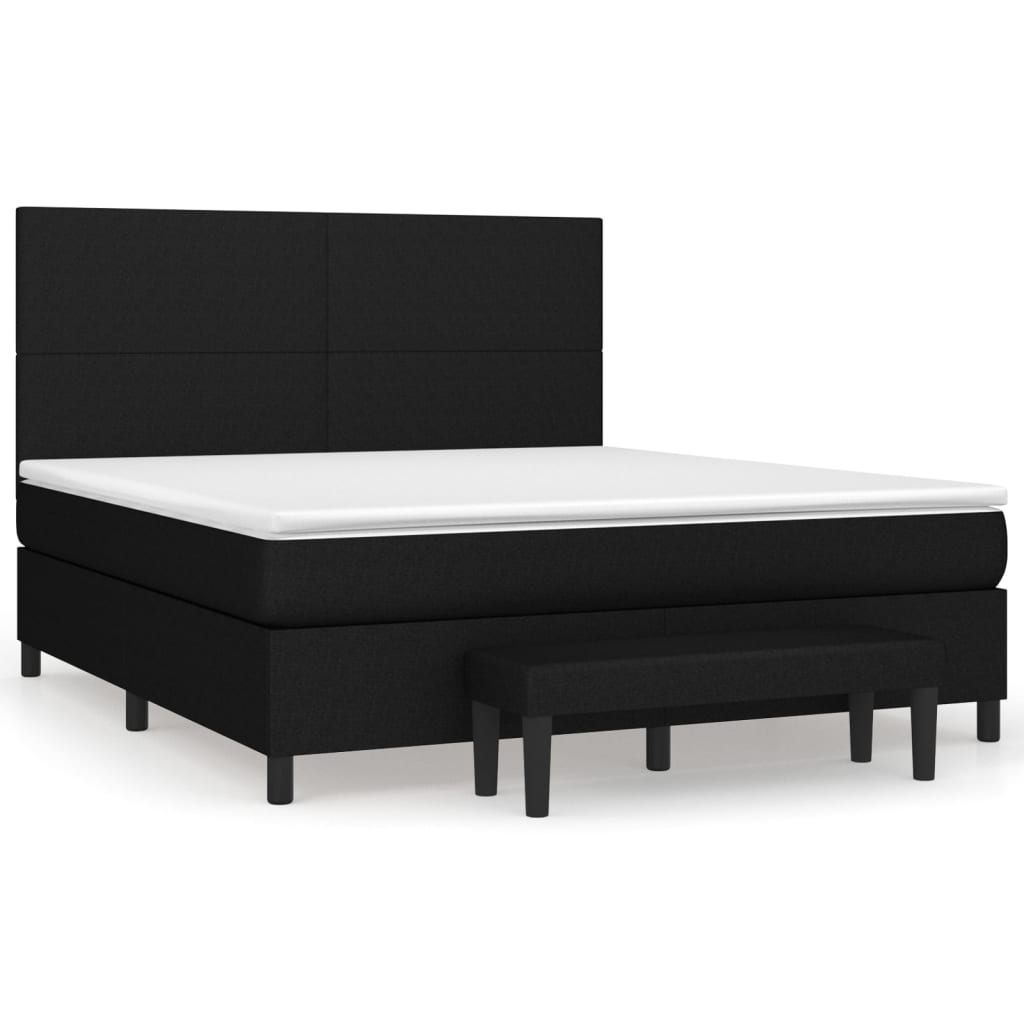 Pat box spring cu saltea, negru, 160x200 cm, textil GartenMobel Dekor