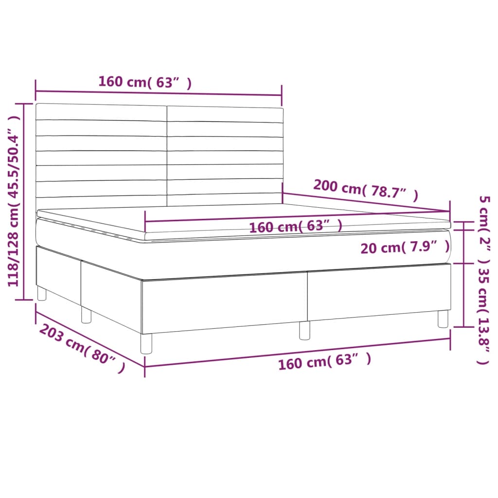 Pat box spring cu saltea, maro închis, 160x200 cm, textil GartenMobel Dekor