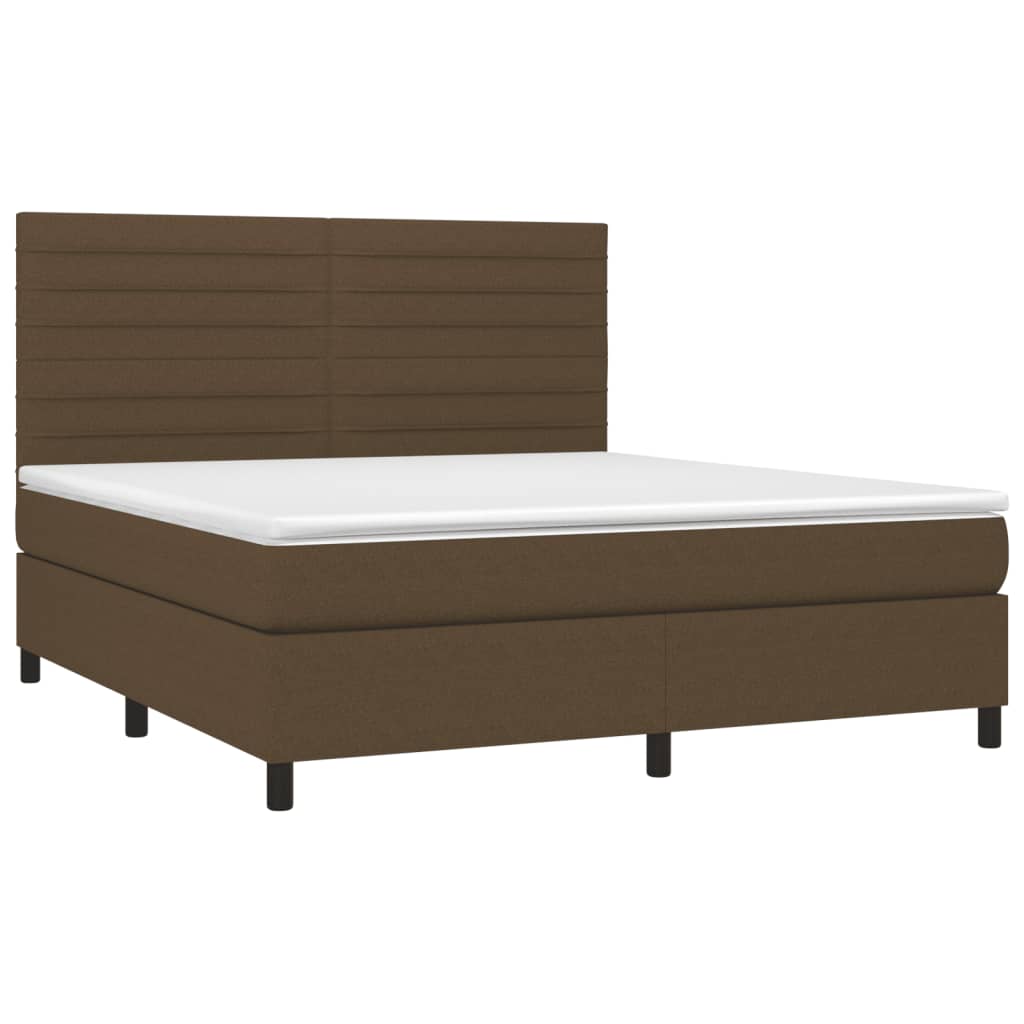 Pat box spring cu saltea, maro închis, 160x200 cm, textil GartenMobel Dekor