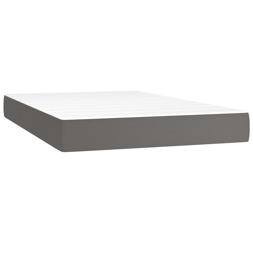 Pat box spring cu saltea, gri, 120x200 cm, piele ecologică GartenMobel Dekor