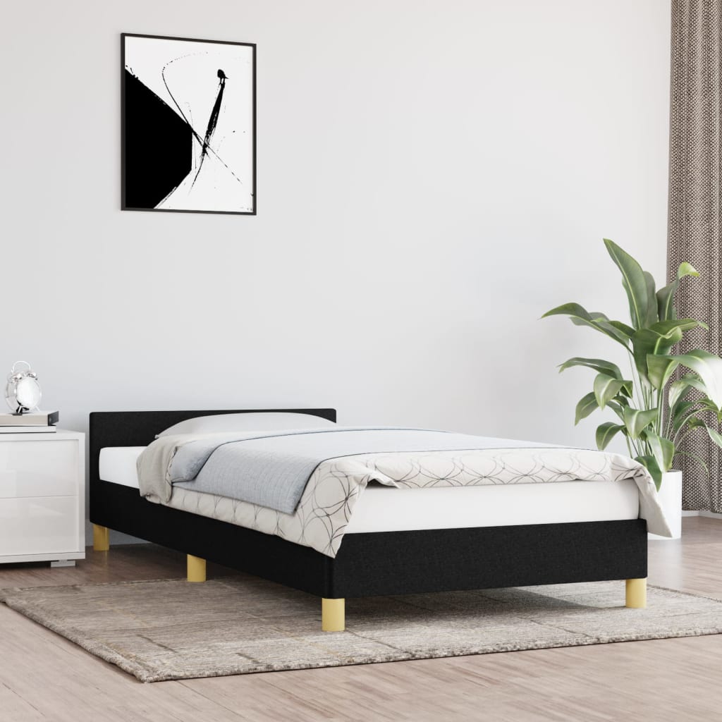 Cadru de pat cu tăblie, negru, 100x200 cm, textil GartenMobel Dekor