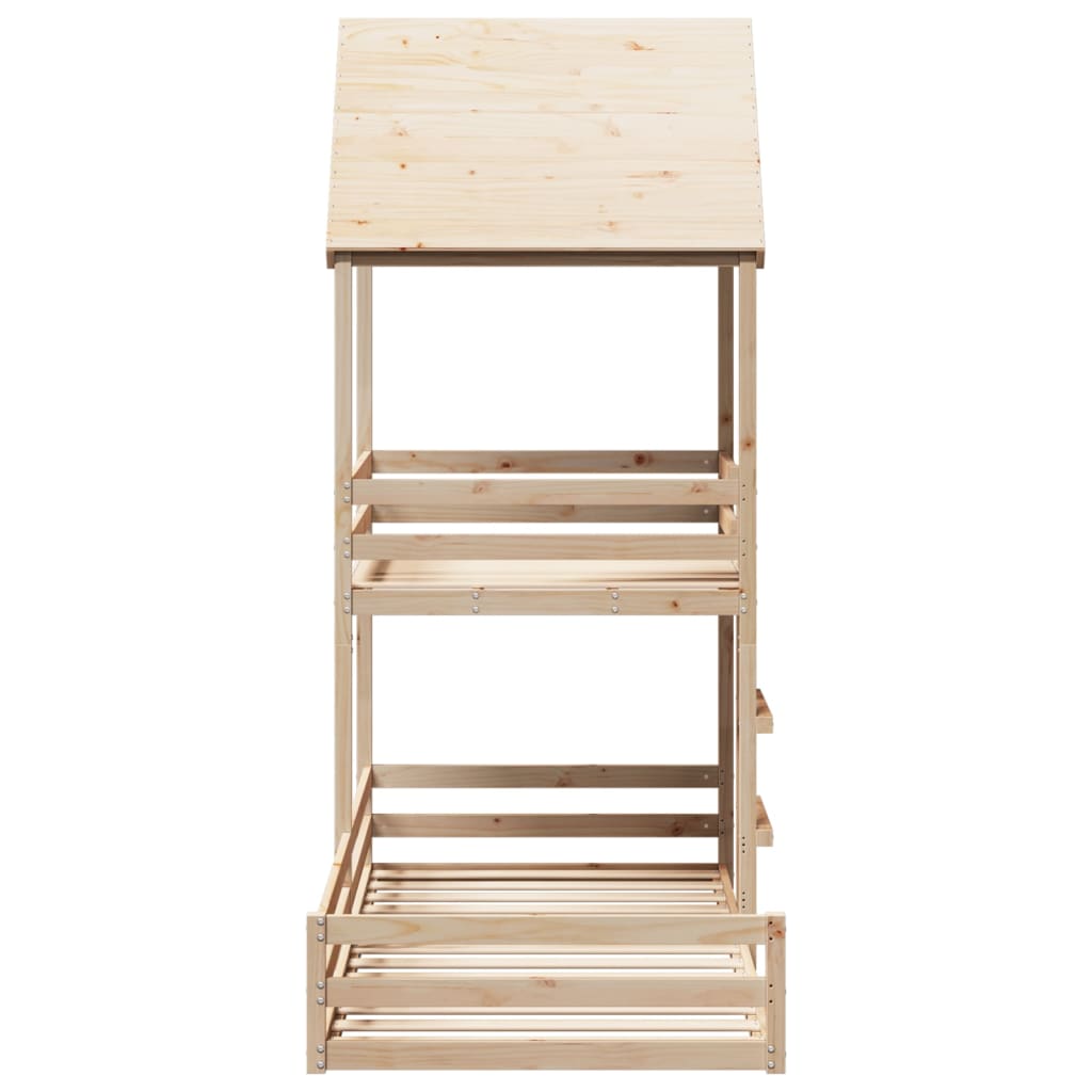 Pat supraetajat cu acoperiș, alb, 90x200 cm, lemn masiv de pin GartenMobel Dekor