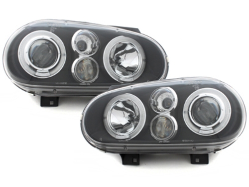 Faruri VW Golf IV 4 (09.1997-09.2003) Angel Eyes Negru Performance AutoTuning