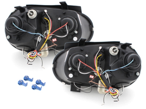 Faruri VW Golf IV 4 (09.1997-09.2003) Angel Eyes Negru Performance AutoTuning