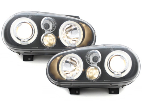 Faruri VW Golf IV 4 (09.1997-09.2003) Angel Eyes Negru Performance AutoTuning