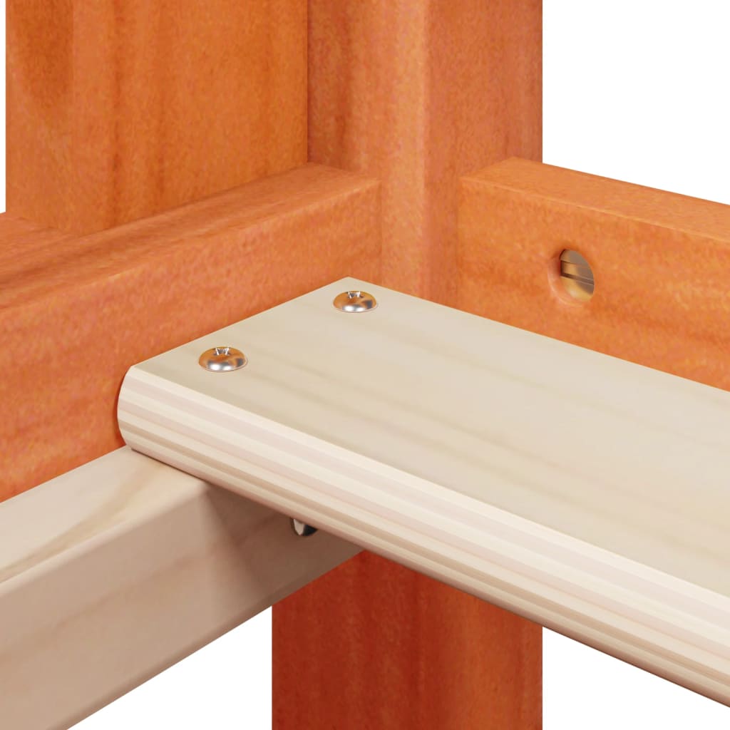 Pat supraetajat cu acoperiș maro ceruit 75x190cm lemn masiv pin GartenMobel Dekor