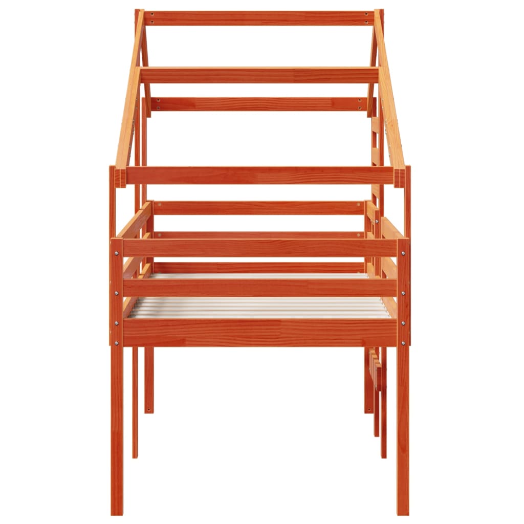 Pat înalt de dormitor, maro ceruit, 90x190cm, lemn masiv de pin GartenMobel Dekor