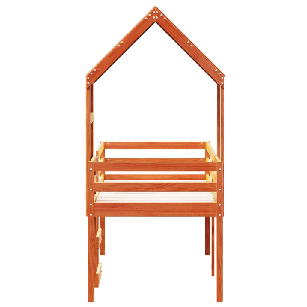 Pat înalt cu acoperiș, maro ceruit, 75x190 cm, lemn masiv pin GartenMobel Dekor