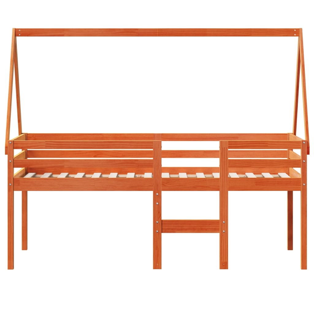 Pat înalt cu acoperiș, maro ceruit, 80x200 cm, lemn masiv pin GartenMobel Dekor