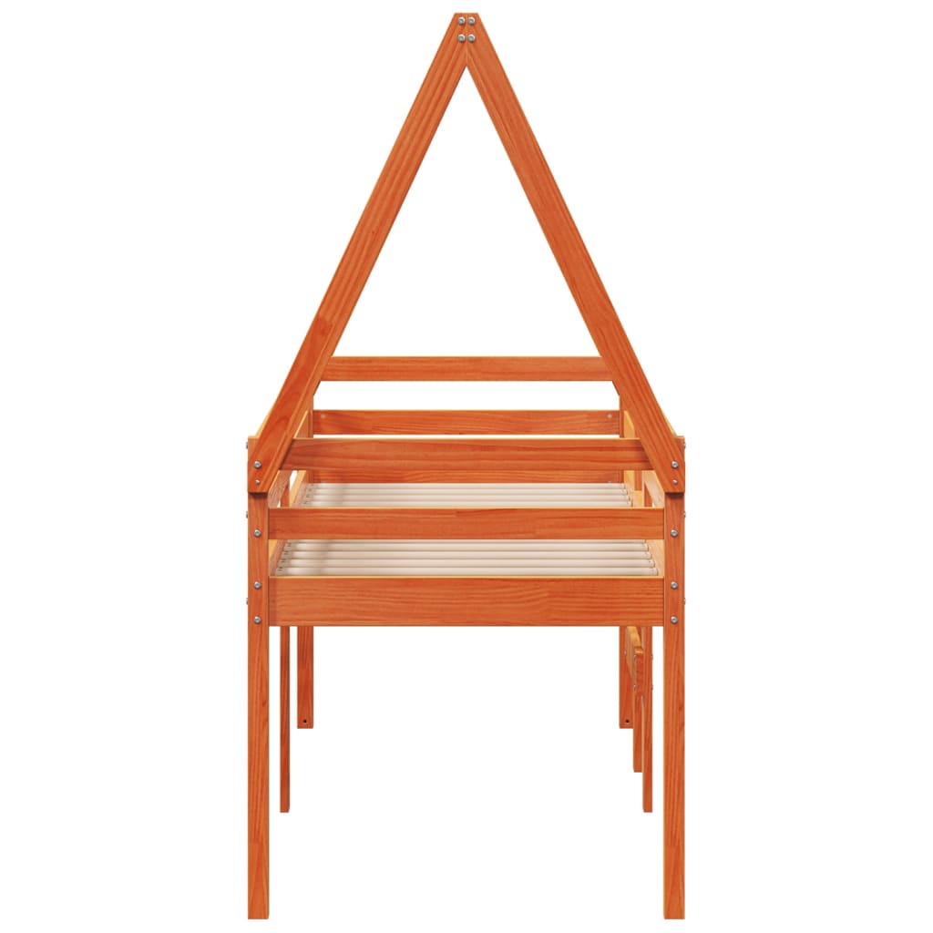 Pat înalt cu acoperiș, maro ceruit, 80x200 cm, lemn masiv pin GartenMobel Dekor