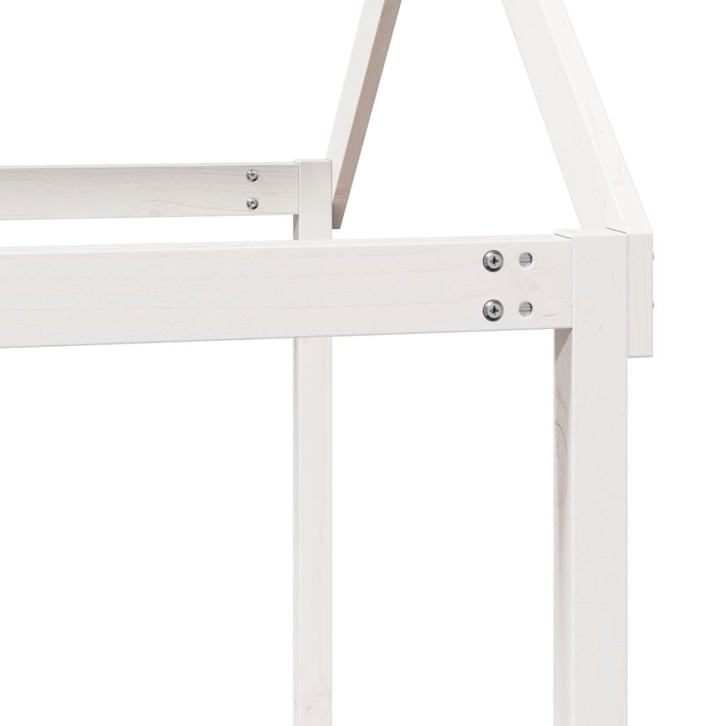 Pat supraetajat cu acoperiș, alb, 75x190 cm, lemn masiv de pin GartenMobel Dekor