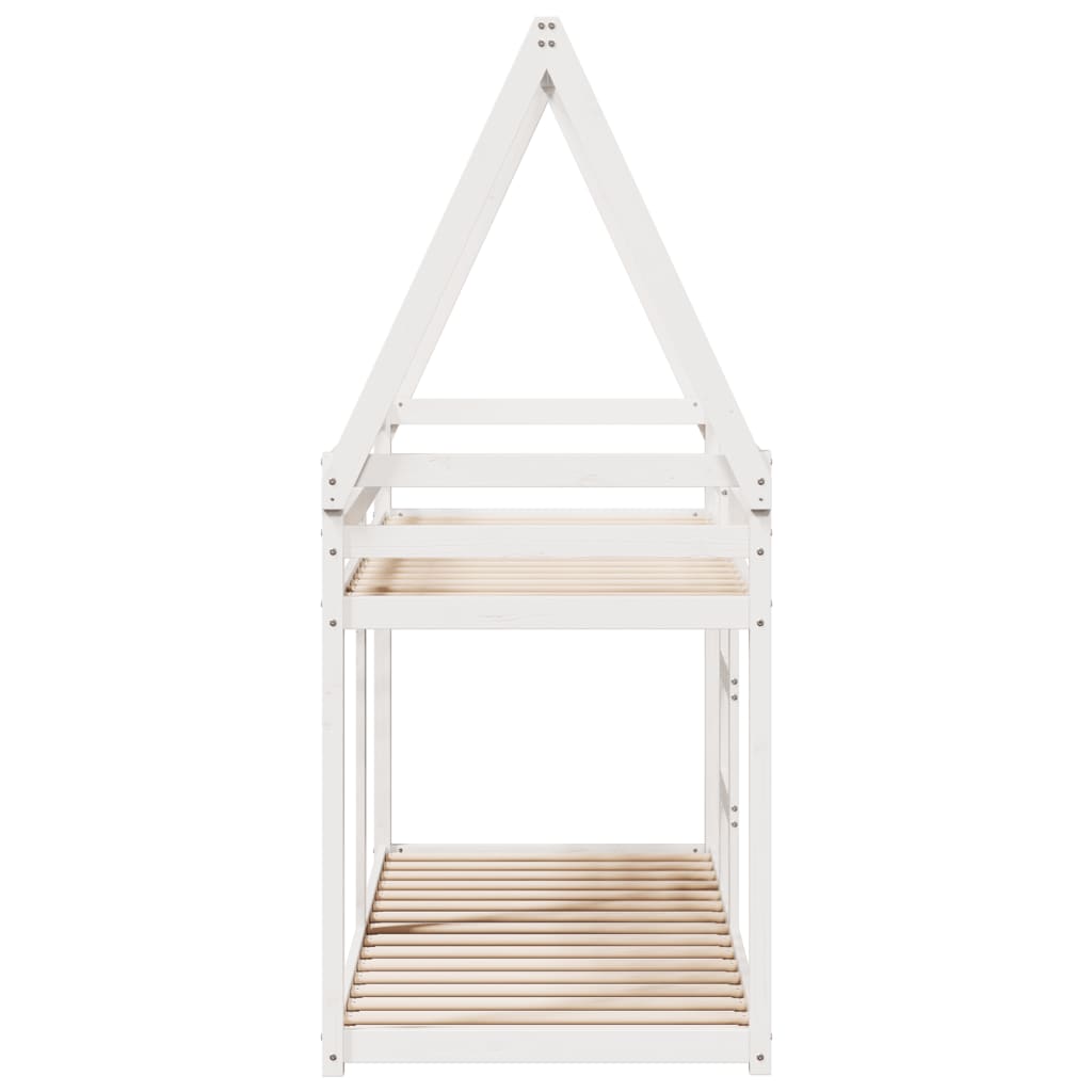 Pat supraetajat cu acoperiș, alb, 75x190 cm, lemn masiv de pin GartenMobel Dekor
