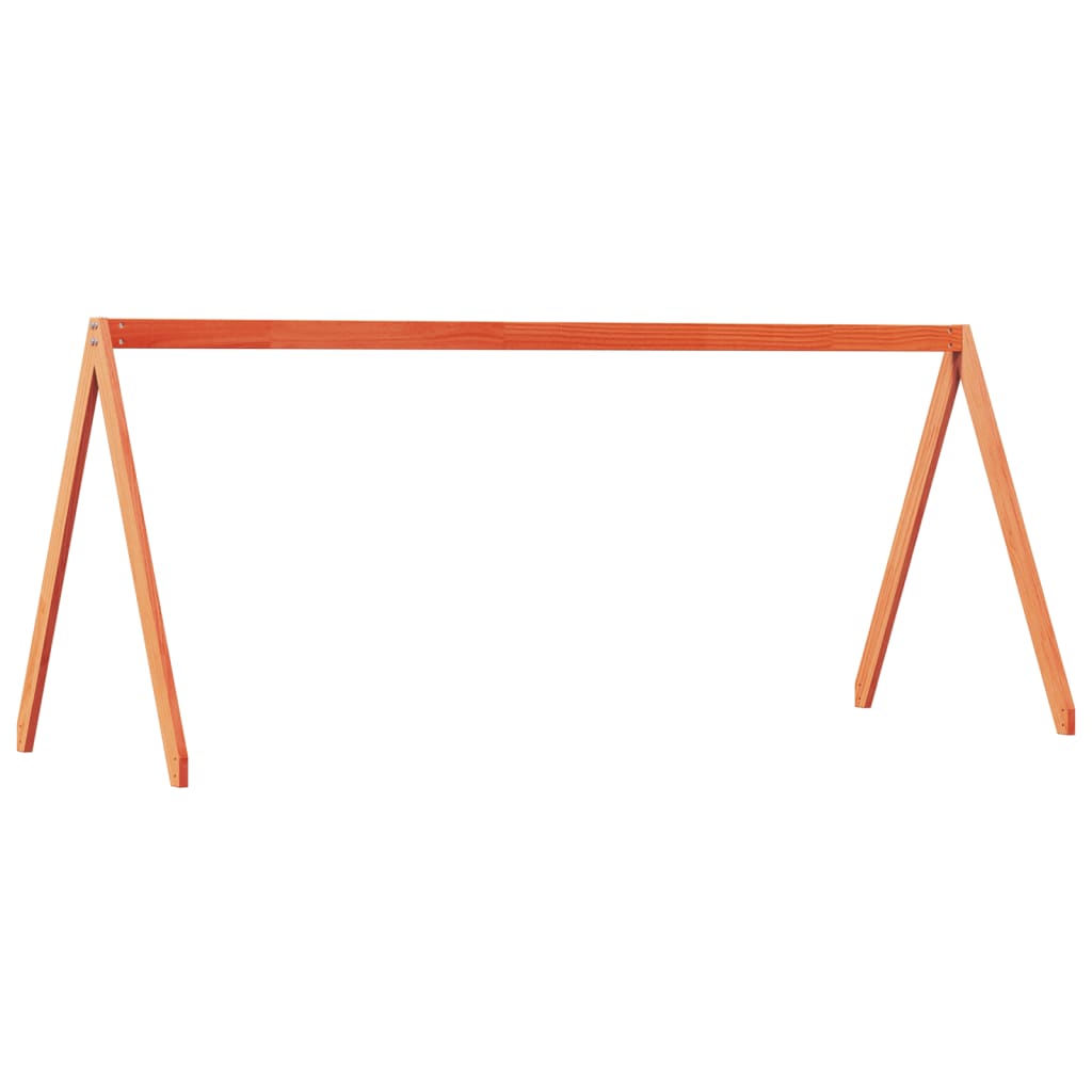 Pat supraetajat cu acoperiș maro ceruit 75x190cm lemn masiv pin GartenMobel Dekor