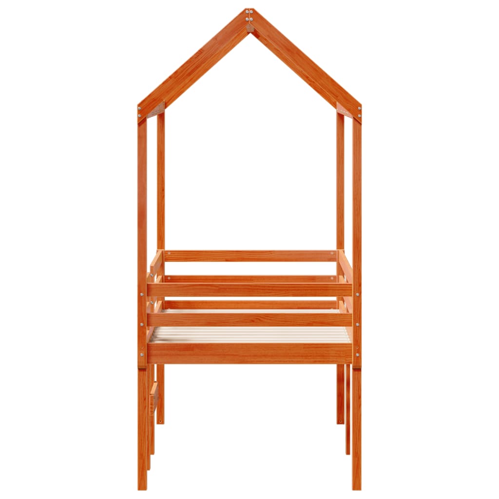 Pat înalt cu acoperiș, maro ceruit, 75x190 cm, lemn masiv pin GartenMobel Dekor