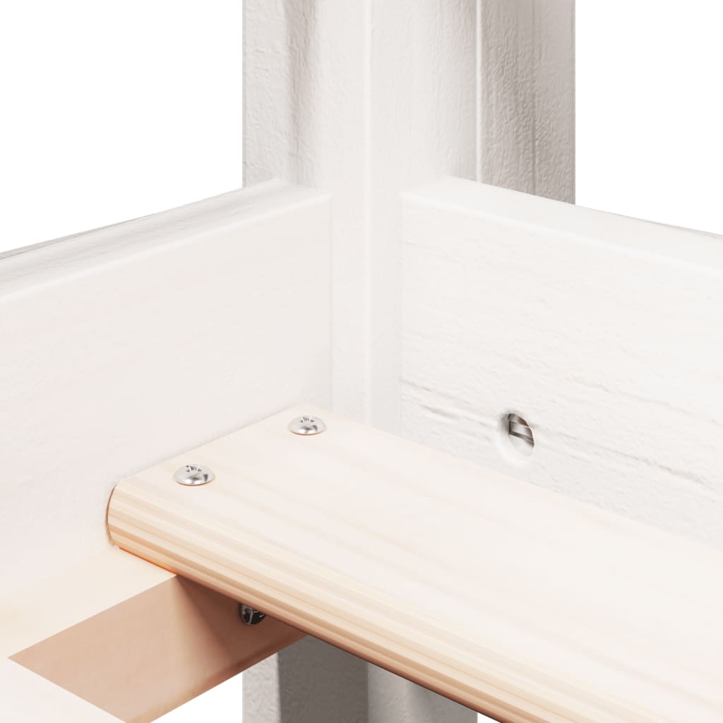 Pat etajat cu scară și acoperiș, alb, 80x200 cm, lemn masiv pin GartenMobel Dekor