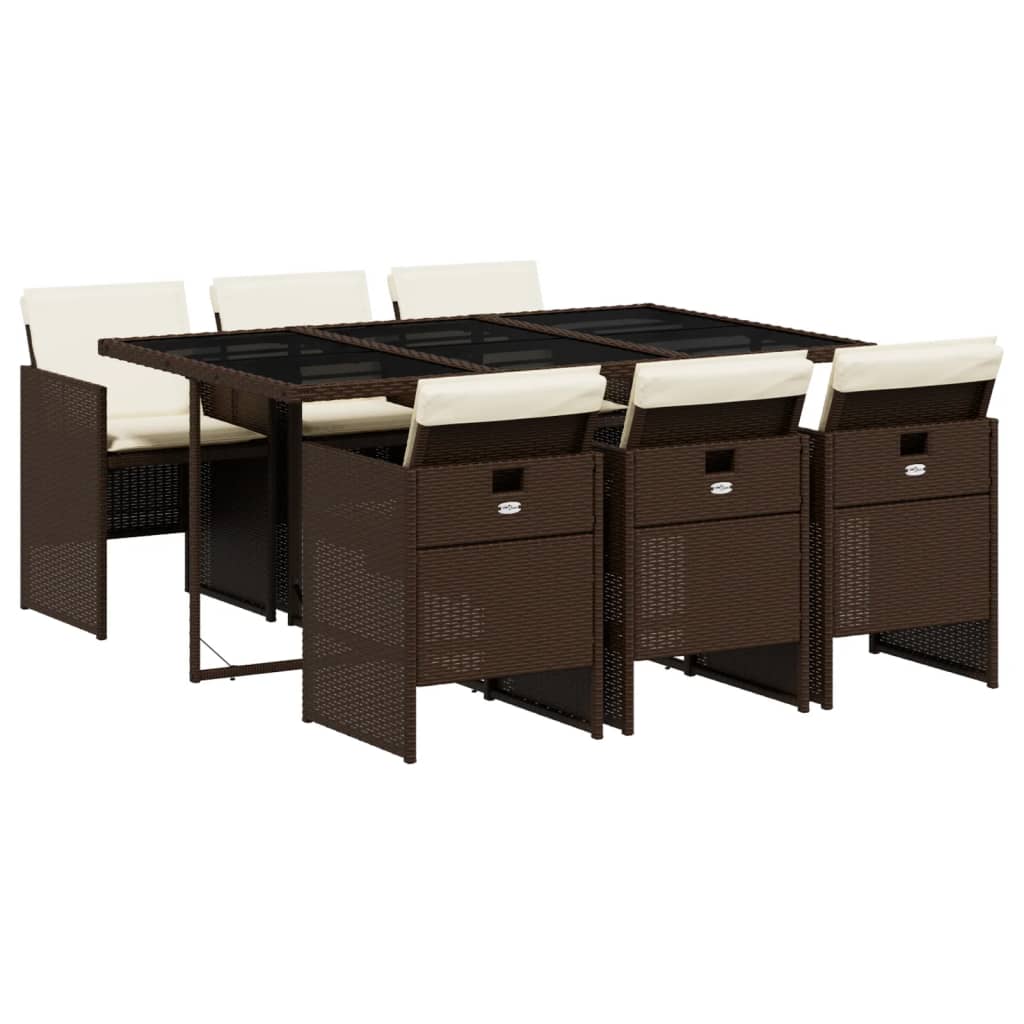 Set mobilier de grădină cu perne, 7 piese, maro, poliratan GartenMobel Dekor