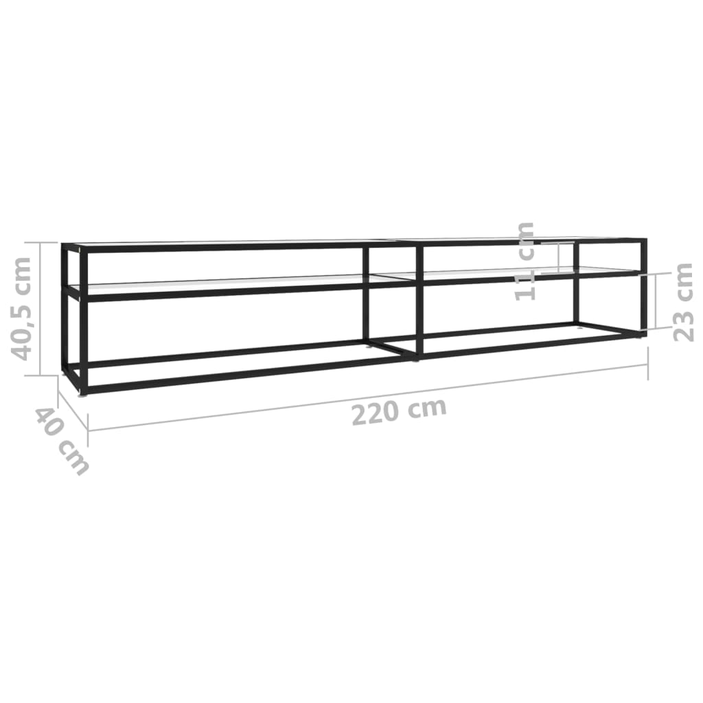 Comodă TV, transparent, 220x40x40,5 cm, sticlă securizată GartenMobel Dekor