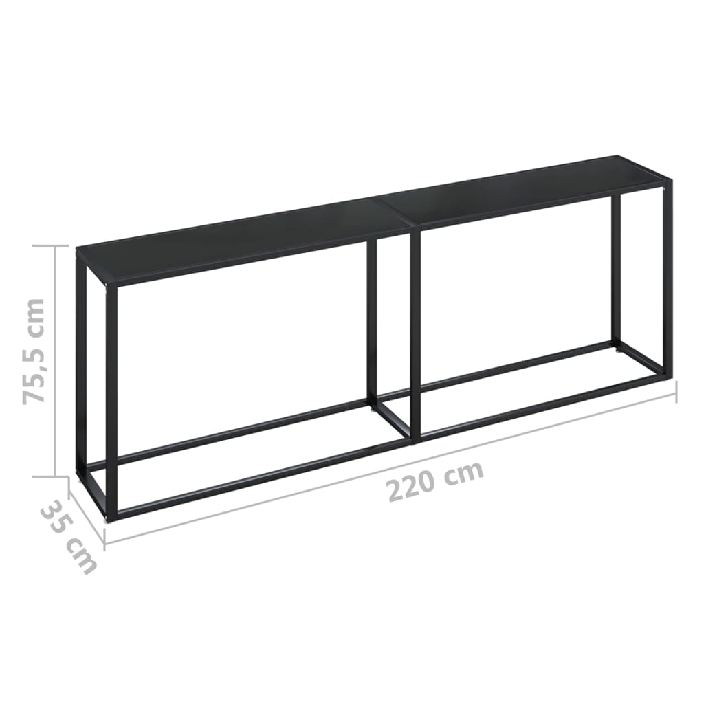 Masă consolă, negru, 220x35x75,5 cm, sticlă securizată GartenMobel Dekor