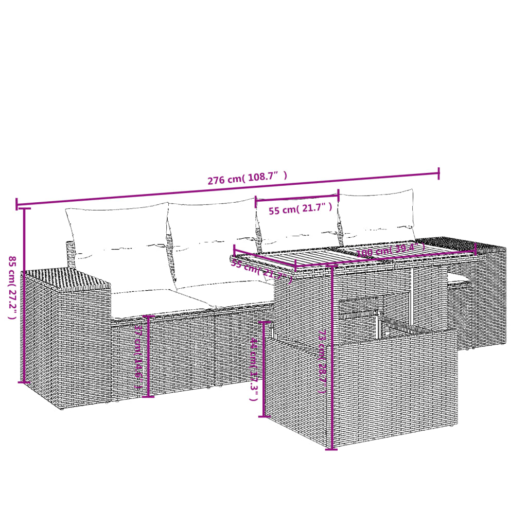 Set canapele de grădină cu perne, 5 piese, bej, poliratan GartenMobel Dekor