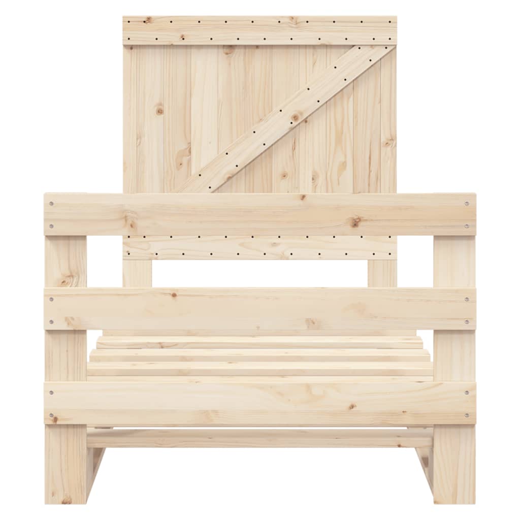 Cadru de pat cu tăblie, 90x200 cm, lemn masiv de pin GartenMobel Dekor