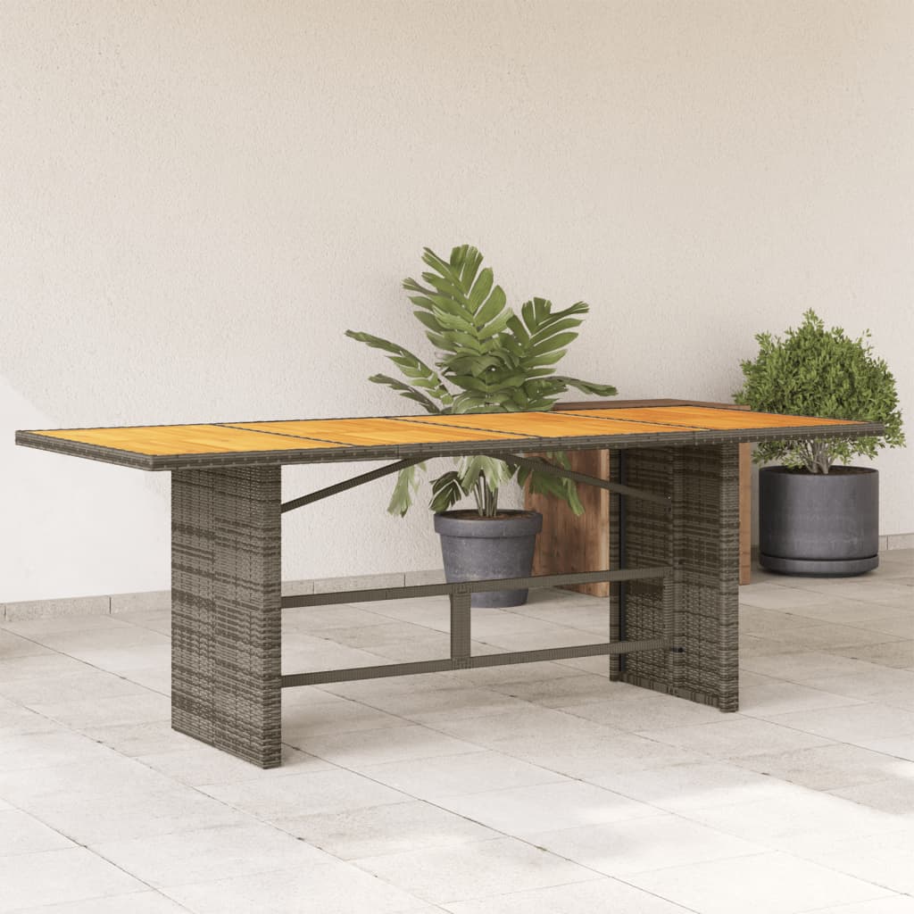 Masă grădină, blat din lemn acacia gri 190x80x75 cm poliratan GartenMobel Dekor
