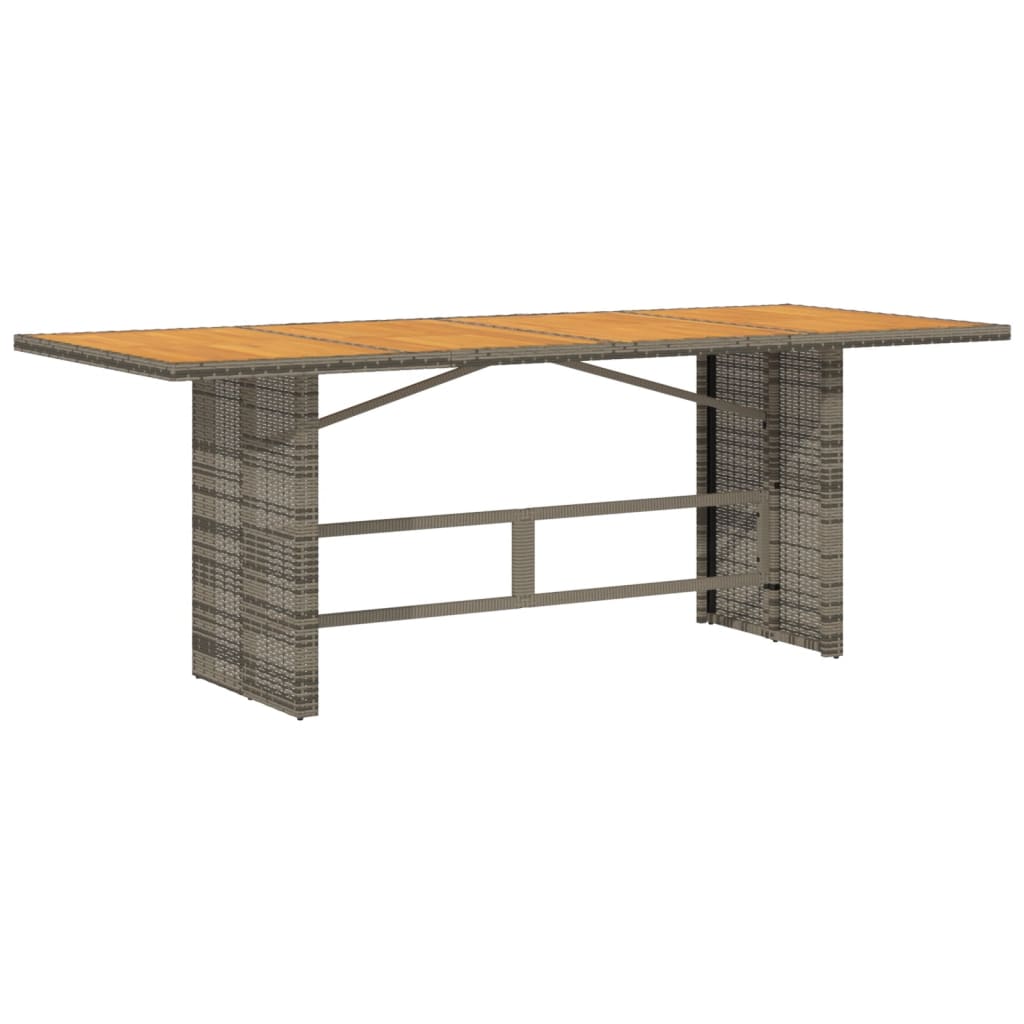 Masă grădină, blat din lemn acacia gri 190x80x75 cm poliratan GartenMobel Dekor