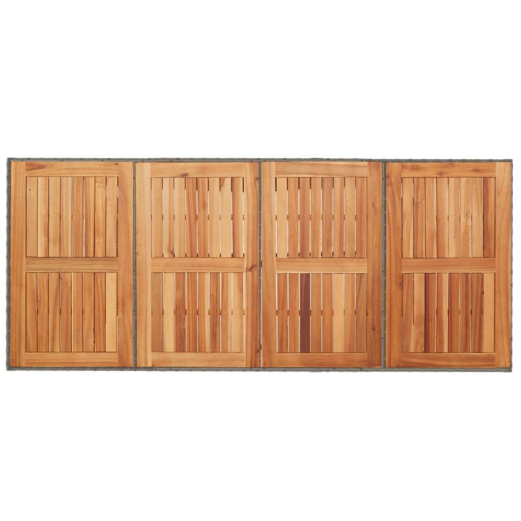 Masă grădină, blat din lemn acacia gri 190x80x75 cm poliratan GartenMobel Dekor
