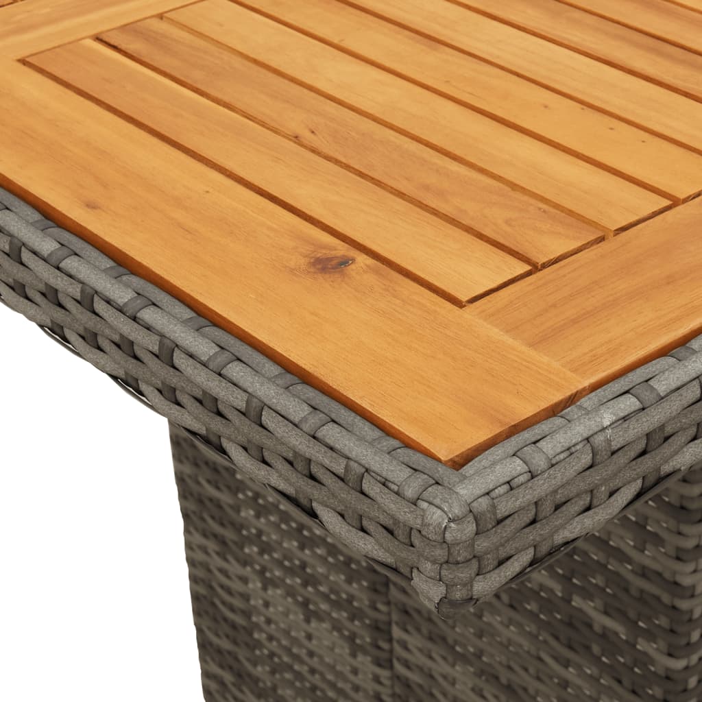 Masă grădină, blat din lemn acacia gri 190x80x75 cm poliratan GartenMobel Dekor