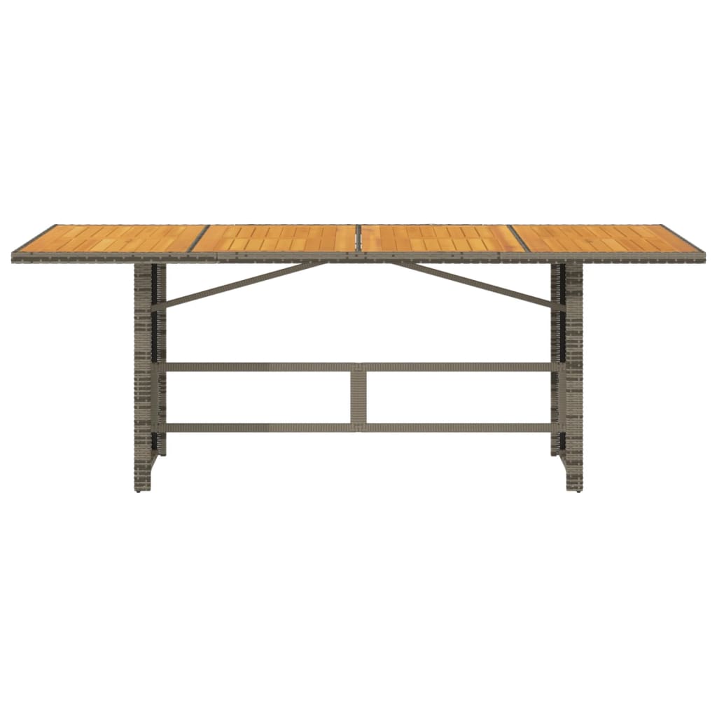 Masă grădină, blat din lemn acacia gri 190x80x75 cm poliratan GartenMobel Dekor