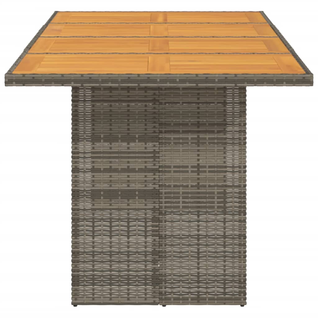 Masă grădină, blat din lemn acacia gri 190x80x75 cm poliratan GartenMobel Dekor