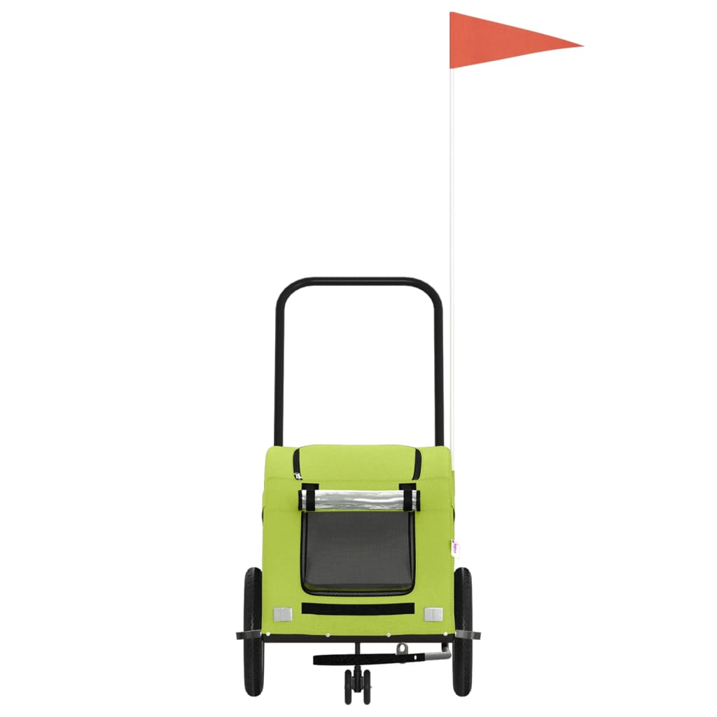 Remorcă de bicicletă animale companie, verde textil oxford/fier GartenMobel Dekor