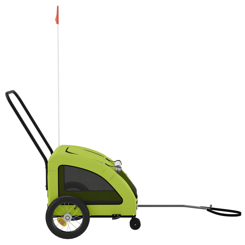 Remorcă de bicicletă animale companie, verde textil oxford/fier GartenMobel Dekor