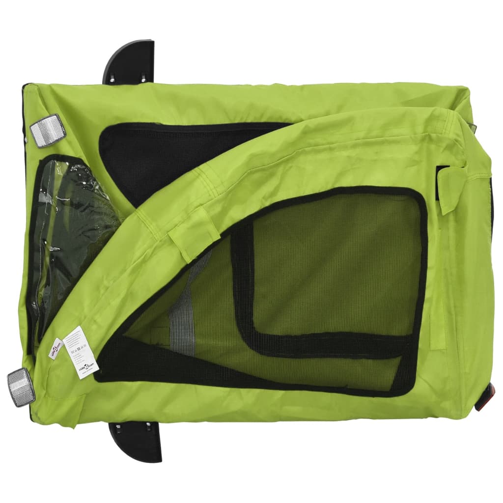 Remorcă de bicicletă animale companie, verde textil oxford/fier GartenMobel Dekor
