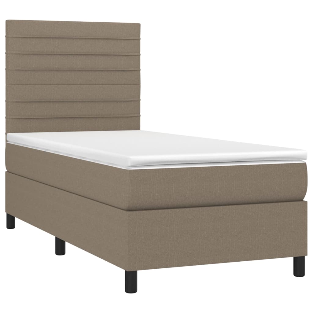 Pat box spring cu saltea, gri taupe, 90x200 cm, textil GartenMobel Dekor