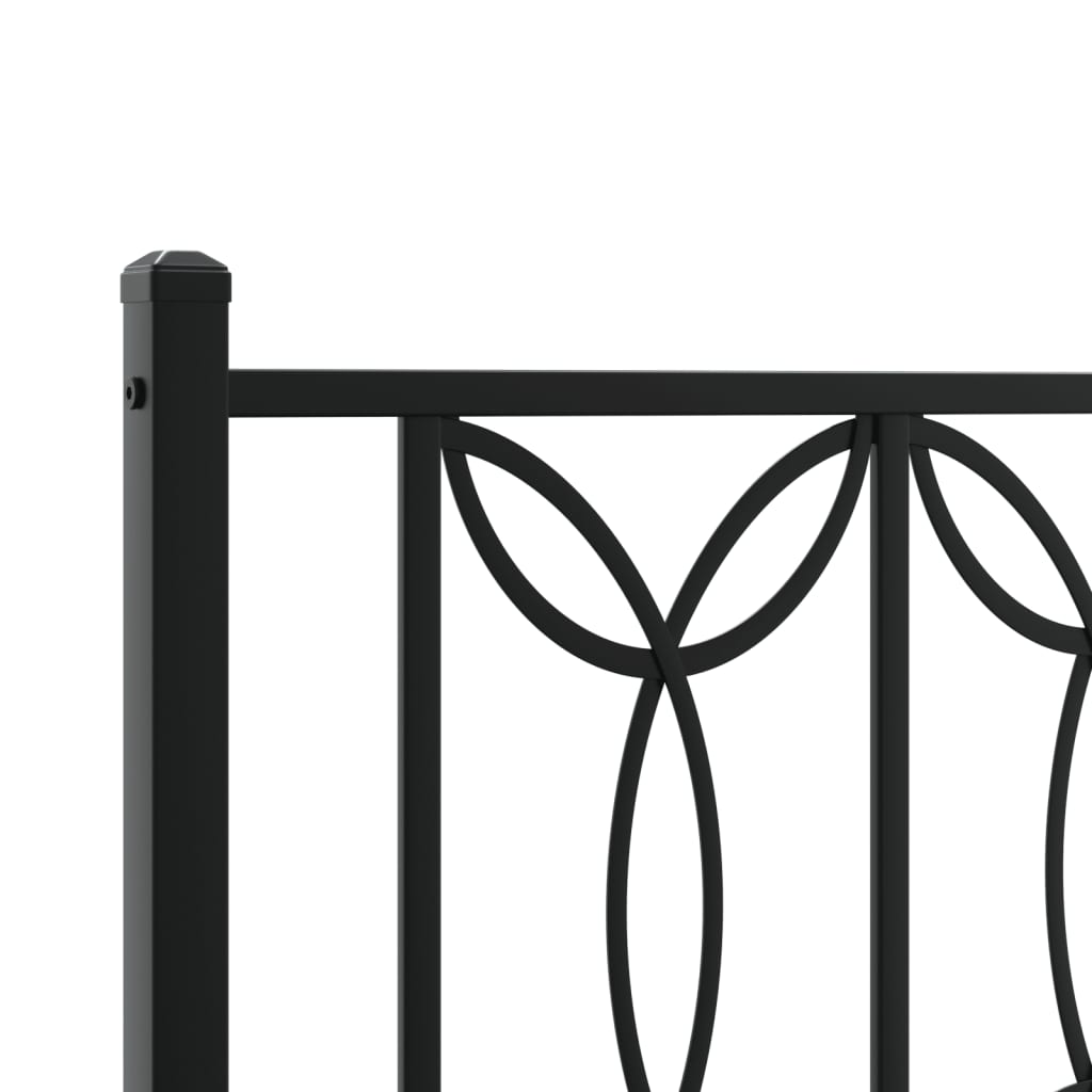 Cadru de pat din metal cu tăblie, negru, 107x203 cm GartenMobel Dekor