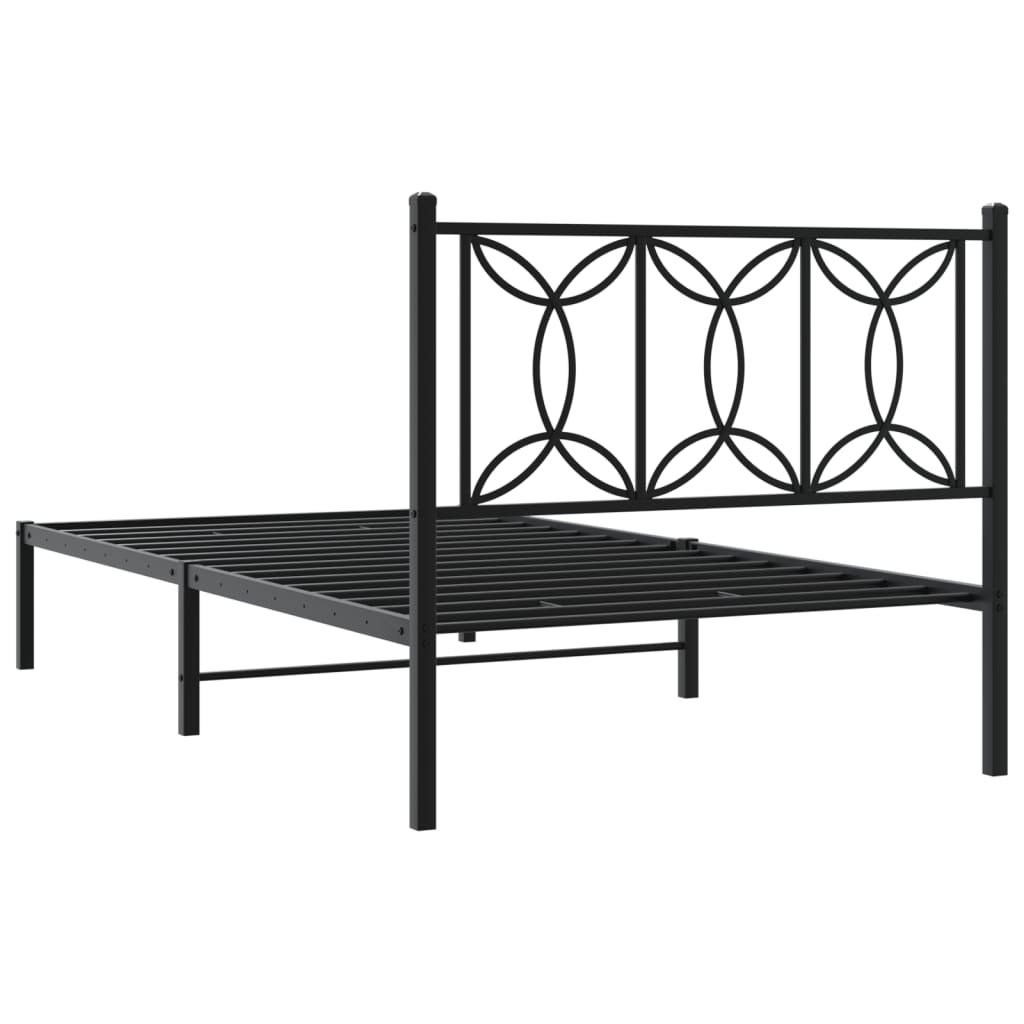 Cadru de pat din metal cu tăblie, negru, 107x203 cm GartenMobel Dekor