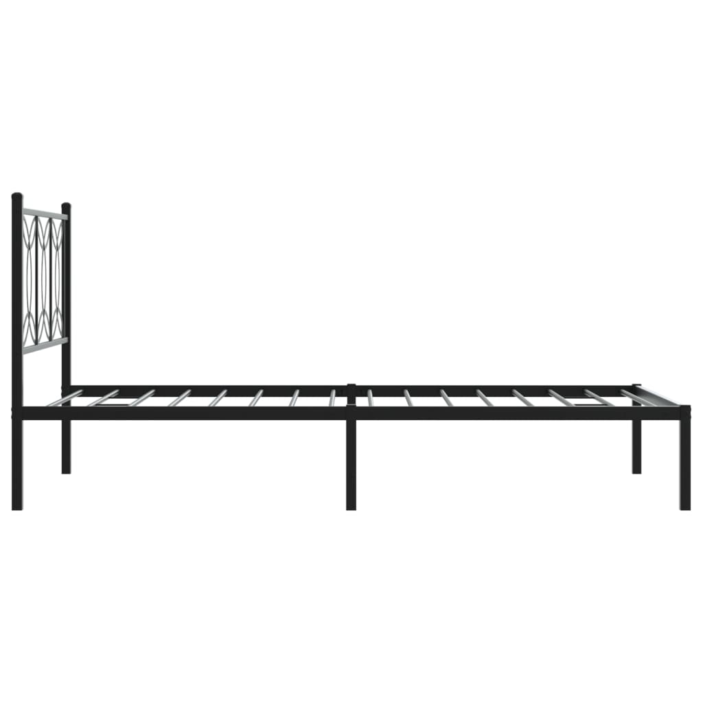 Cadru de pat din metal cu tăblie, negru, 107x203 cm GartenMobel Dekor