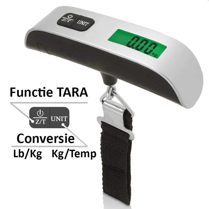 Cantar digital de mana, cantarire bagaje, maxim 50 kg, afisaj lcd, tara MultiMark GlobalProd