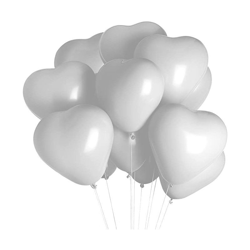 Set 100 baloane forma inimioara, 30 cm, latex alb MultiMark GlobalProd