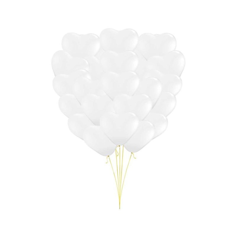 Set 100 baloane forma inimioara, 30 cm, latex alb MultiMark GlobalProd