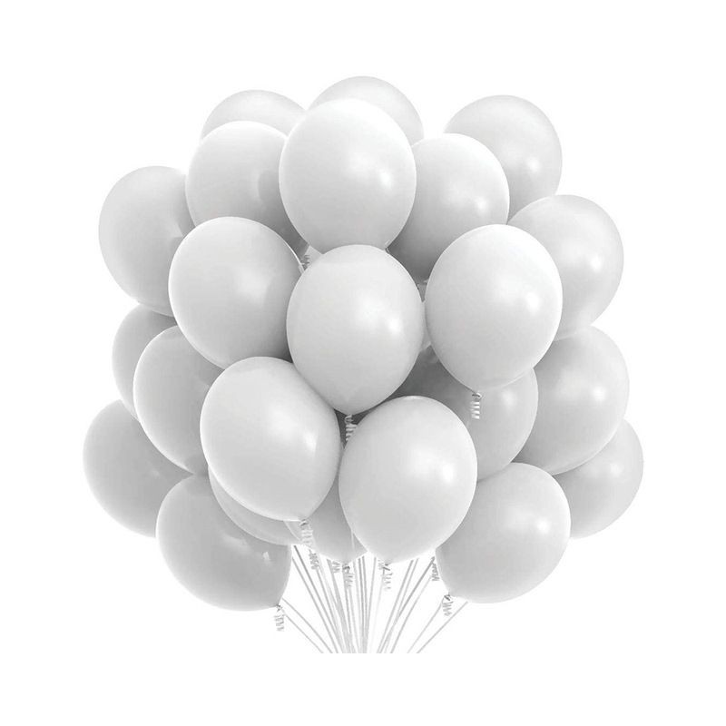 Set 100 baloane petrecere, material latex, forma ovala 30 cm culoare alb MultiMark GlobalProd