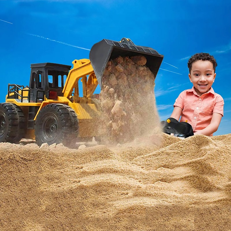 Buldozer cu telecomanda, lumina led, tractiune 4x4, rotire 360 grade, reincarcabil usb MultiMark GlobalProd