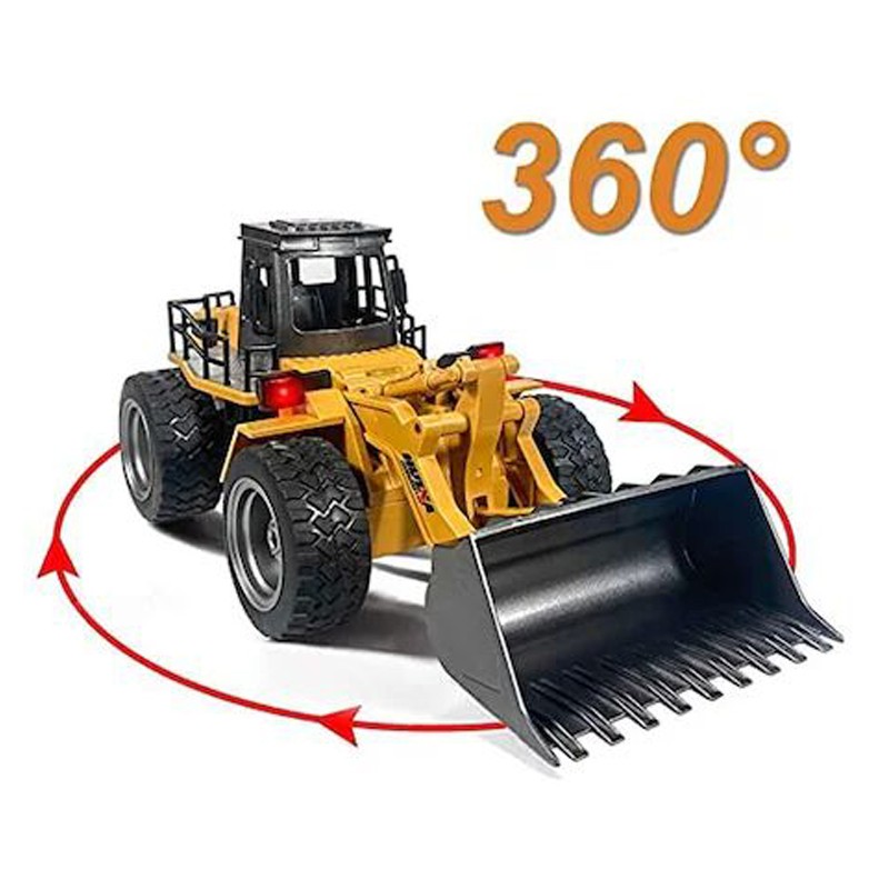 Buldozer cu telecomanda, lumina led, tractiune 4x4, rotire 360 grade, reincarcabil usb MultiMark GlobalProd