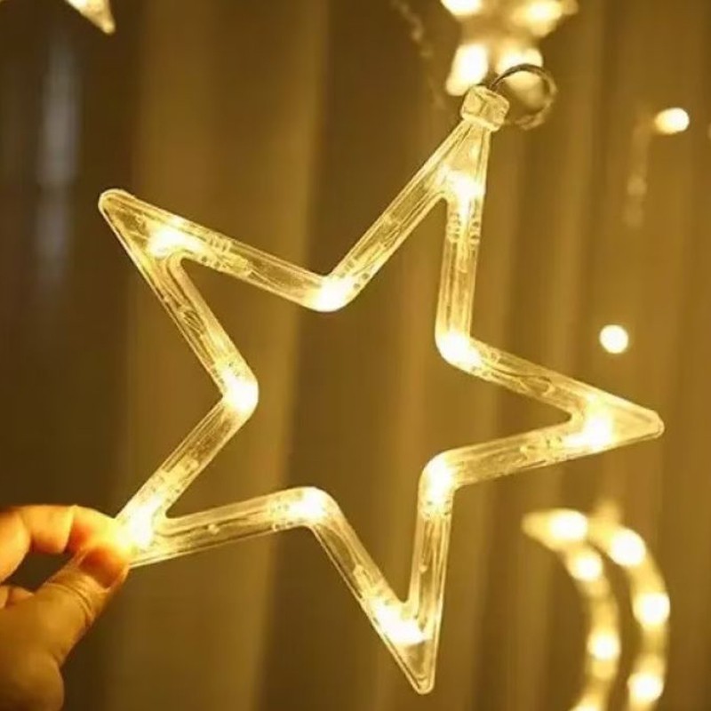 Decoratiune led forma stea, pentru fereastra, lumina alb calda, alimentare baterii, 19 x 1 x 19 cm MultiMark GlobalProd